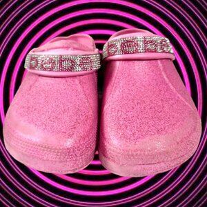Bebe Clogs Girls Size 13.5 Pink Rhinestone Logo Slingback